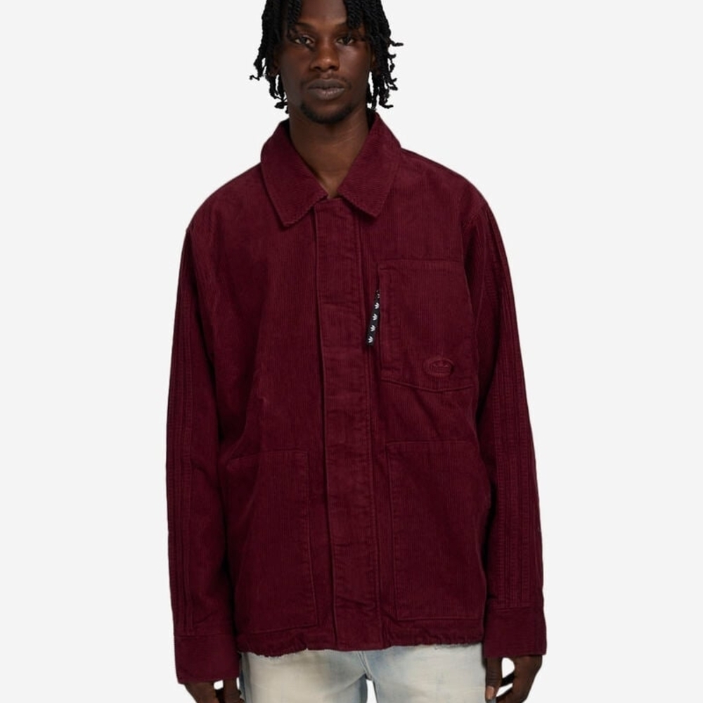 Adidas Original Men's 90s Corduroy Chore Utility Coat Burgundy Size M NWT